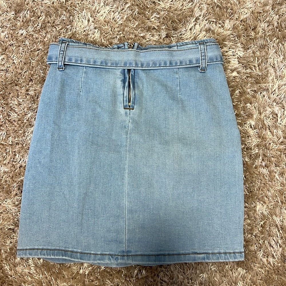 Denim Mini Skirt with Belt - Picture 2 of 3